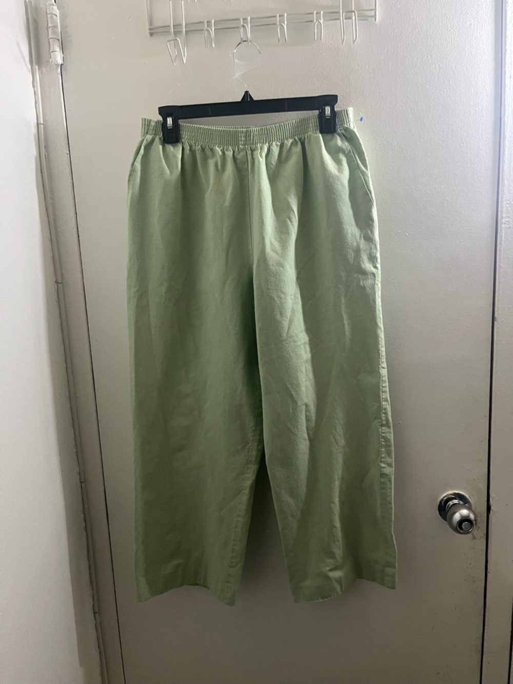 Alfred Dunner Light Sage Green Elastic-Waist Chinos